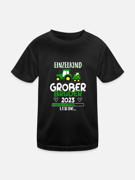 Großer Bruder 2023 Traktor - Kinder Funktions-T-Shirt - Schwarz - Vorne