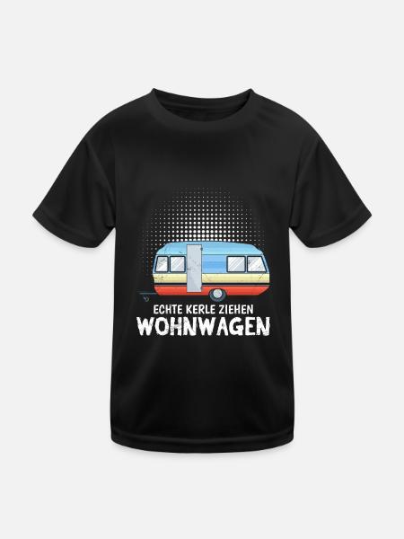 Real guys pull caravan campers - Kids Functional T-Shirt - black - Front