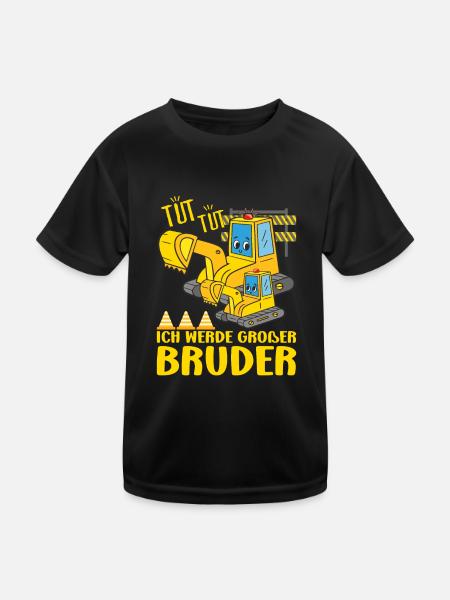 Großer Bruder Verkündung Ich werde Bagger Brüder - Kinder Funktions-T-Shirt - Schwarz - Vorne
