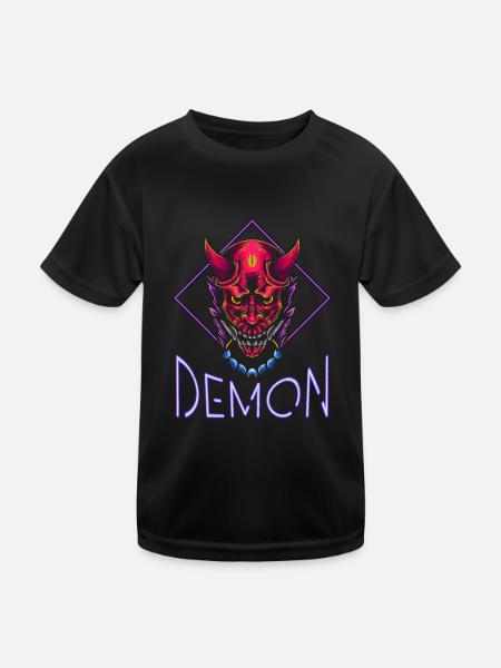 Japanese Oni Mask Demon Ogre - Kinder Funktions-T-Shirt - Schwarz - Vorne