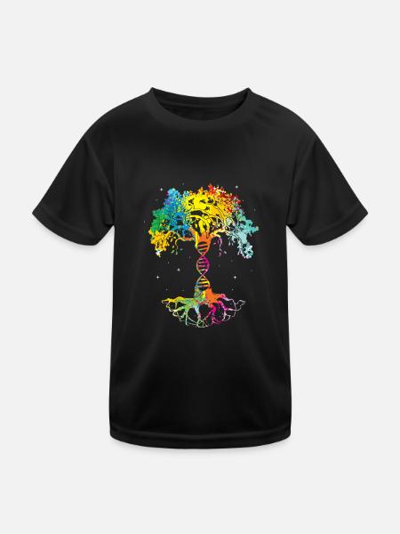 Baum des Lebens DNA Wissenschaft Baum des Wissens - Kinder Funktions-T-Shirt - Schwarz - Vorne
