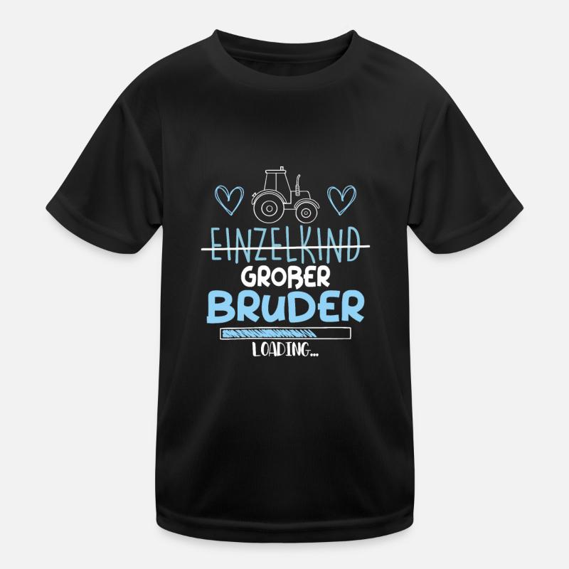 Einzelkind Großer Bruder Loading Traktor - Kinder Funktions-T-Shirt - Schwarz