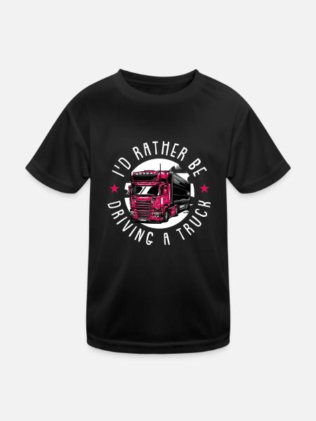 LKW Fahrerin - Kinder Funktions-T-Shirt - Schwarz - Vorne