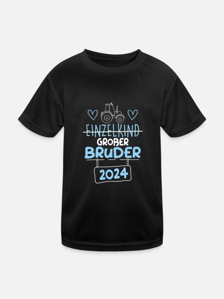 Großer Bruder 2024 - Kinder Funktions-T-Shirt - Schwarz - Vorne
