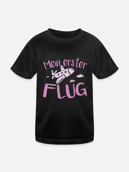 Mein Erster flug mädchen - Kinder Funktions-T-Shirt - Schwarz - Vorne