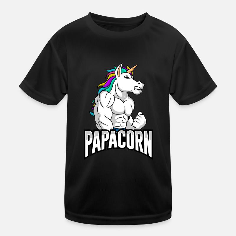 Papacorn Unicorn Father-to-be Dad Kids Functional T-Shirt