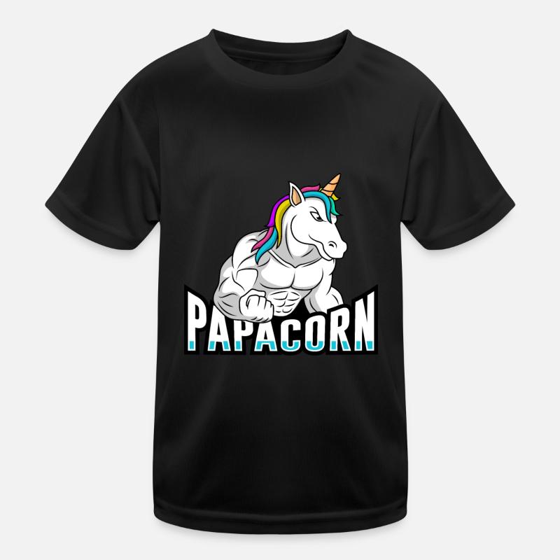 Papacorn Papa Einhorn Kinder Funktions-T-Shirt