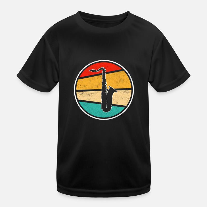 Saxophone Retro - Kids Functional T-Shirt - black