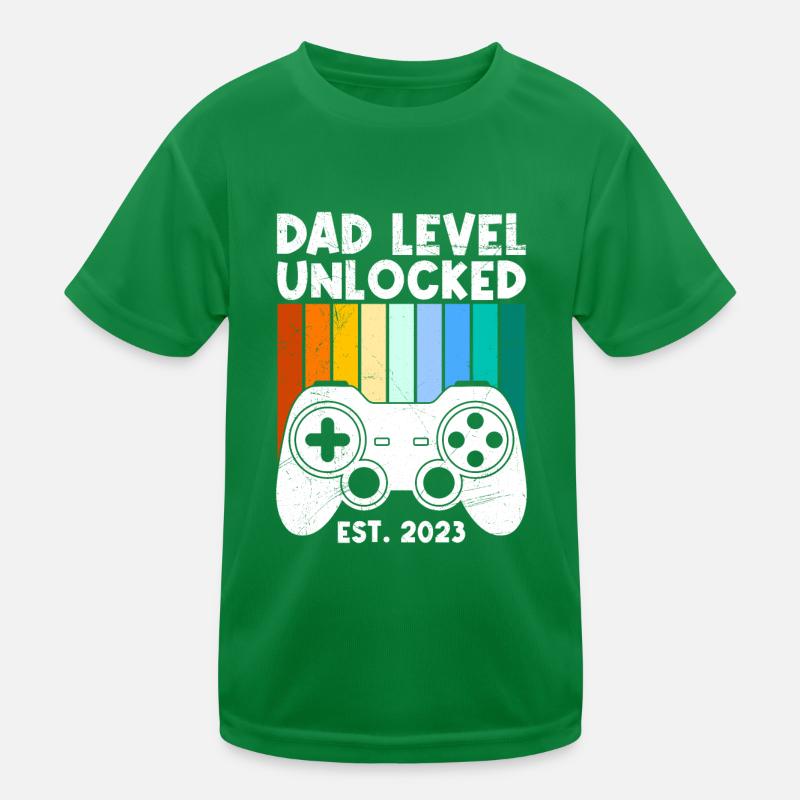 Dad Level unlocked werdender Vater 2023 Kinder Funktions-T-Shirt
