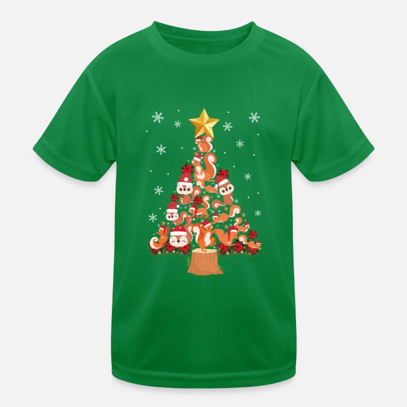 Squirrel Acorn Christmas Tree Kids Functional T-Shirt