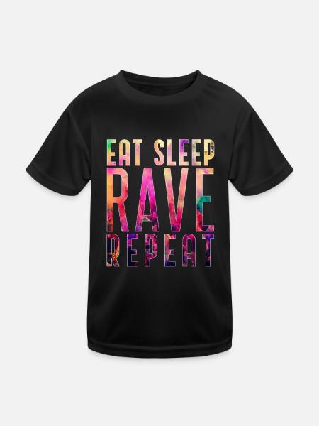 EAT SLEEP RAVE REPEAT T-Shirt Raver Festival - Kids Functional T-Shirt - black - Front