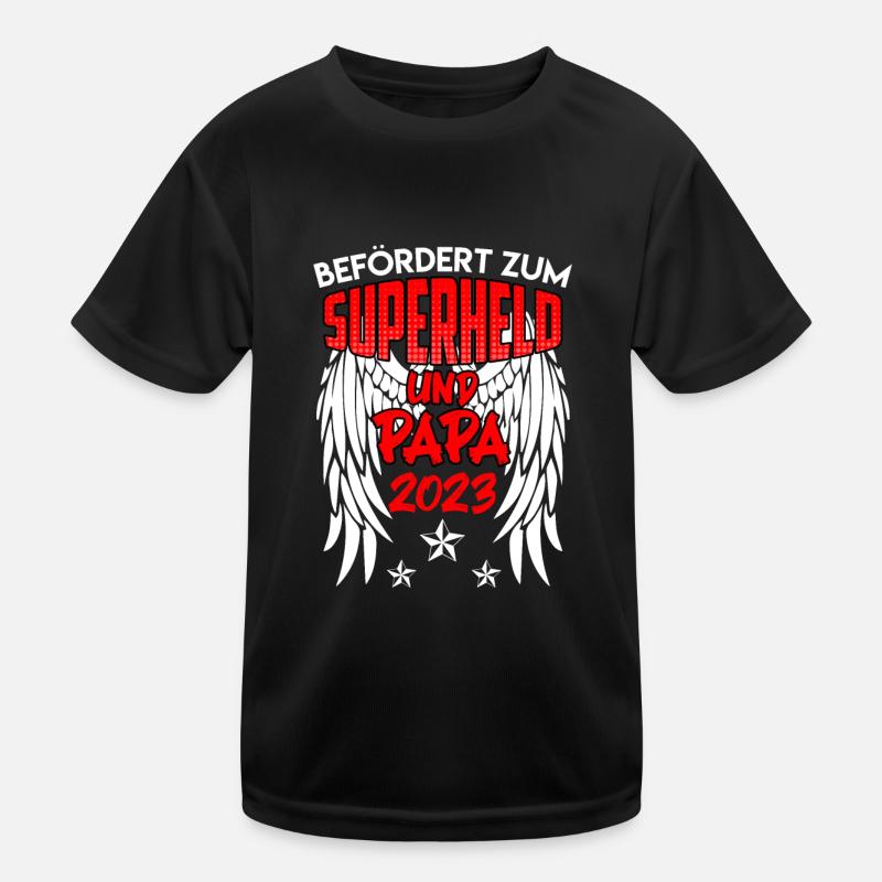 Superheld und Papa 2023 werdender Papa Kinder Funktions-T-Shirt
