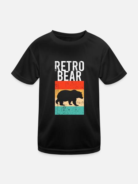 Bear Retro - Kids Functional T-Shirt - black - Front