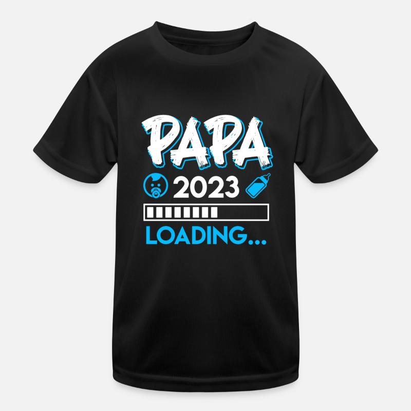 Papa 2023 loading werdender Papa Vater 2023 - Kinder Funktions-T-Shirt - Schwarz