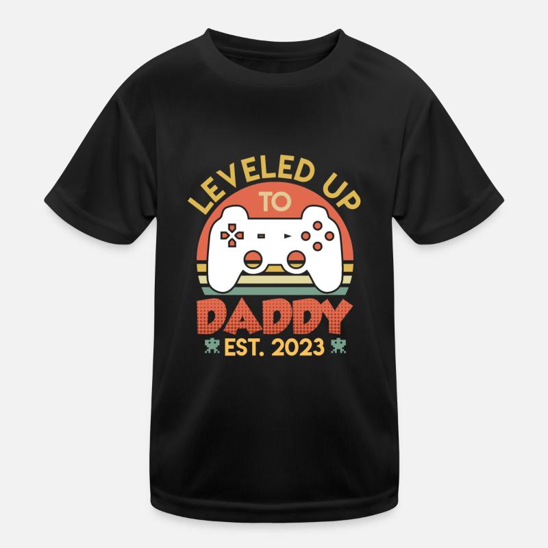 Daddy 2023 Leveled up to Dad 2023 Papa Kinder Funktions-T-Shirt