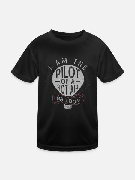 Montgolfière, pilotage d’une montgolfière - T-shirt sport Enfant - noir - Devant