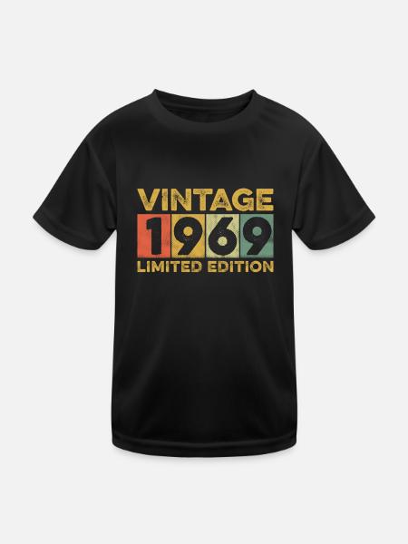 Vintage 1969 Limited Edition - Kinder Funktions-T-Shirt - Schwarz - Vorne