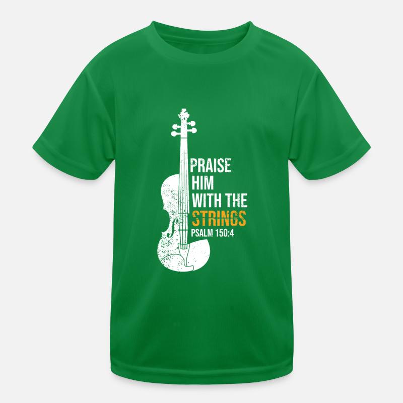 Praise Him With Strings - Violin Kids Functional T-Shirt