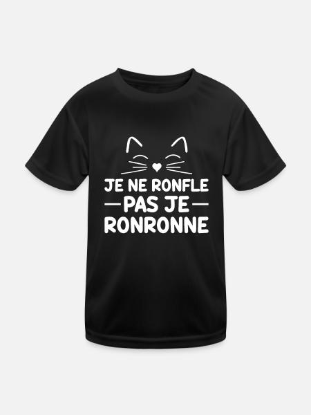 Je Ne Ronfle Pas Je Ronronne - T-shirt sport Enfant - noir - Devant