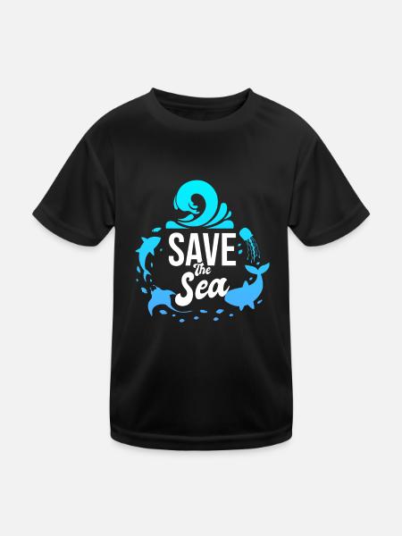 Sparen Sie Meere - Kinder Funktions-T-Shirt - Schwarz - Vorne