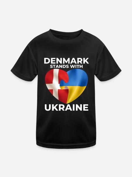 Tanska tukee Ukrainaa - Funktionsshirt til børn - sort