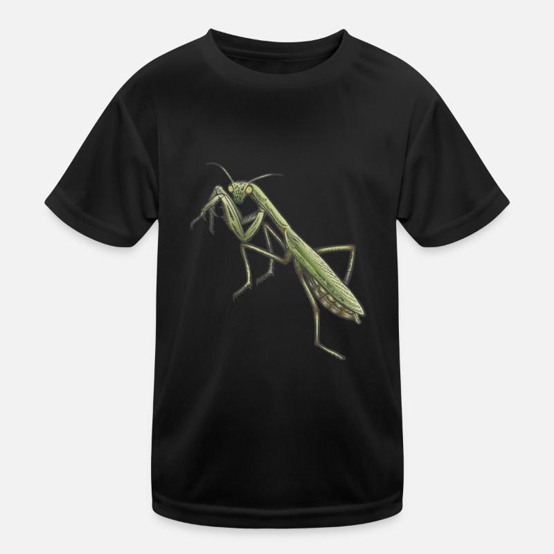 Gottesanbeterin - Kinder Funktions-T-Shirt - Schwarz