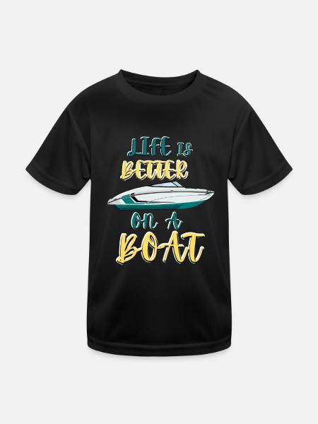 Boot Regatta . Motorboot Motoryacht . Yacht Segeln - Kinder Funktions-T-Shirt - Schwarz - Vorne