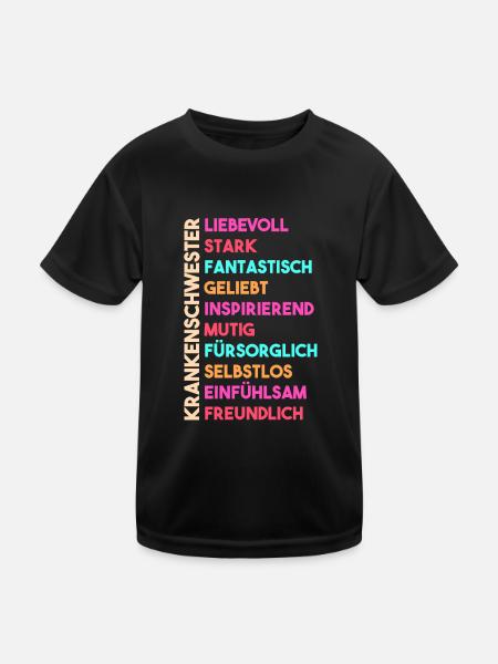 Krankenschwester - Kinder Funktions-T-Shirt - Schwarz - Vorne