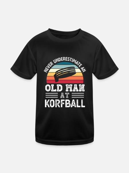 Alter Mann bei Korfball Vatertag lustiges Geschenk - Kinder Funktions-T-Shirt - Schwarz - Vorne