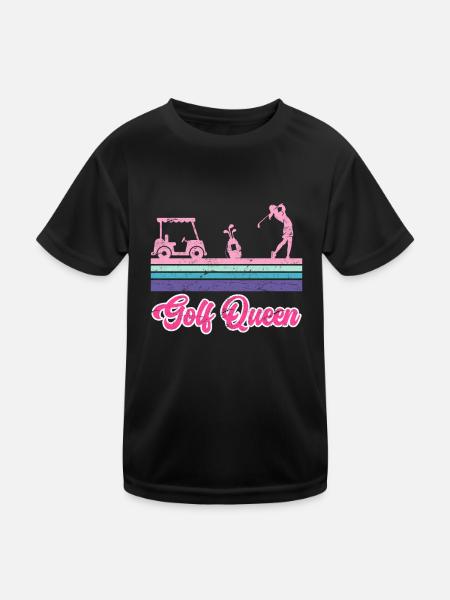 Golf Königin Golferin - Kinder Funktions-T-Shirt - Schwarz - Vorne