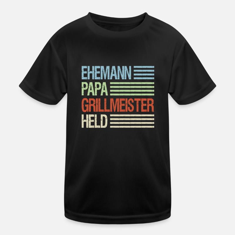 Ehemann Papa Grillmeister Held Kinder Funktions-T-Shirt