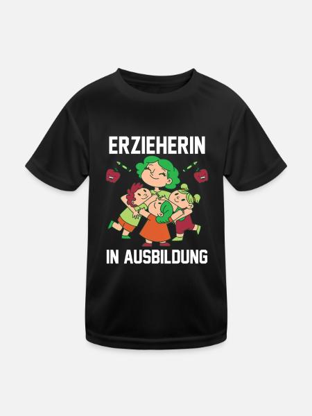 Azubi Kindergärtner Erzieher - Kinder Funktions-T-Shirt - Schwarz - Vorne
