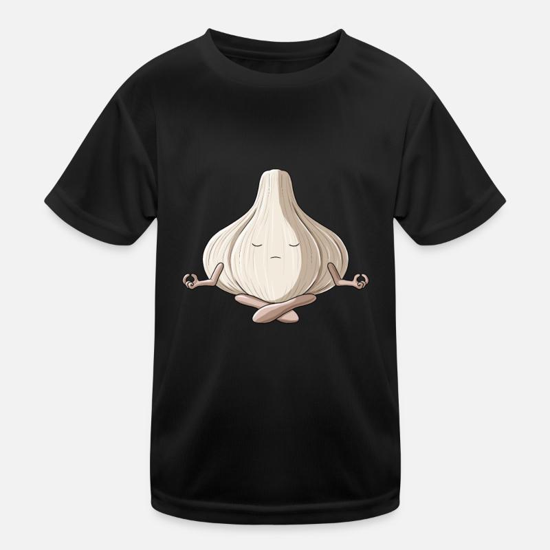 Drôle de yoga Gousse d’ail Méditant l’ail T-shirt sport Enfant
