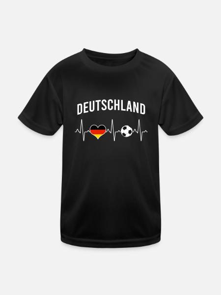 Germany Football Heartbeat - Kids Functional T-Shirt - black - Front