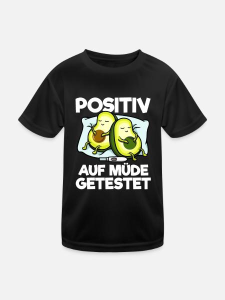 Avocado Positiv Auf Müde Getestet Schlafshirt - Kinder Funktions-T-Shirt - Schwarz - Vorne