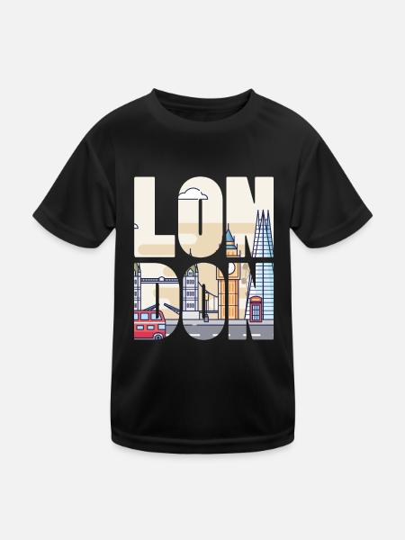 London - Kinder Funktions-T-Shirt - Schwarz - Vorne