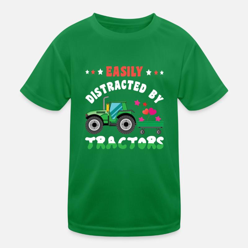 Farm Farmer Rancher Easily Distracted Tractor Kids Functional T-Shirt