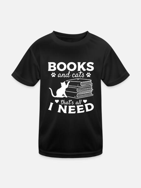 Books and cats That's all I need I - Kids Functional T-Shirt - black - Front