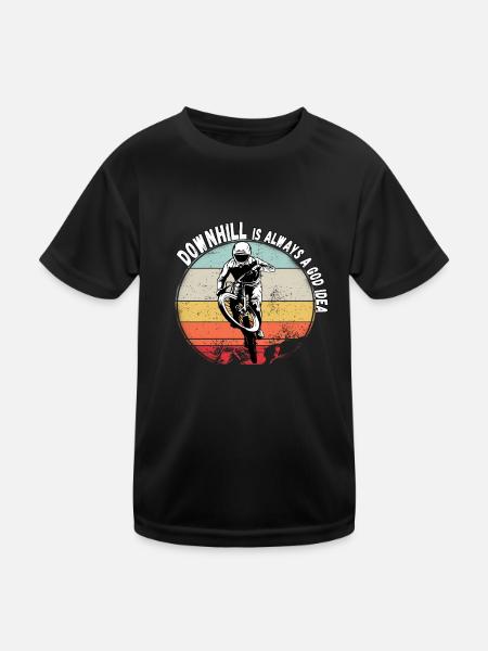 La descente est toujours une bonne idée VTT RetroVintage - T-shirt sport Enfant - noir - Devant