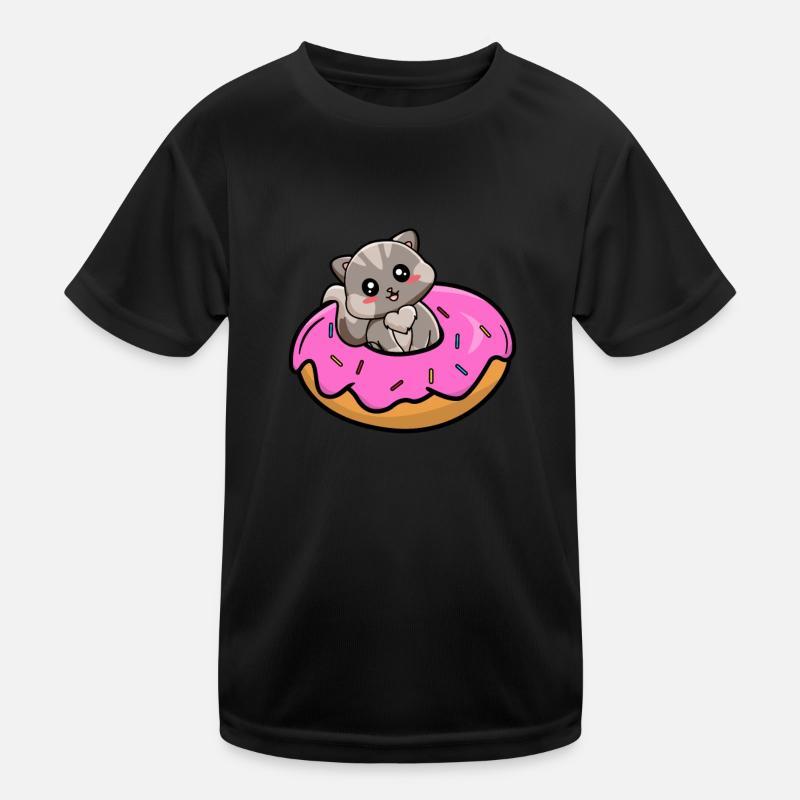 Kätzchen sitzen in einem Donut - Gray Tabby Cat Kinder Funktions-T-Shirt