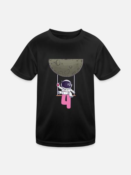 4. Geburtstag Astronaut 4 Jahre Space Galaxy - Kinder Funktions-T-Shirt - Schwarz - Vorne