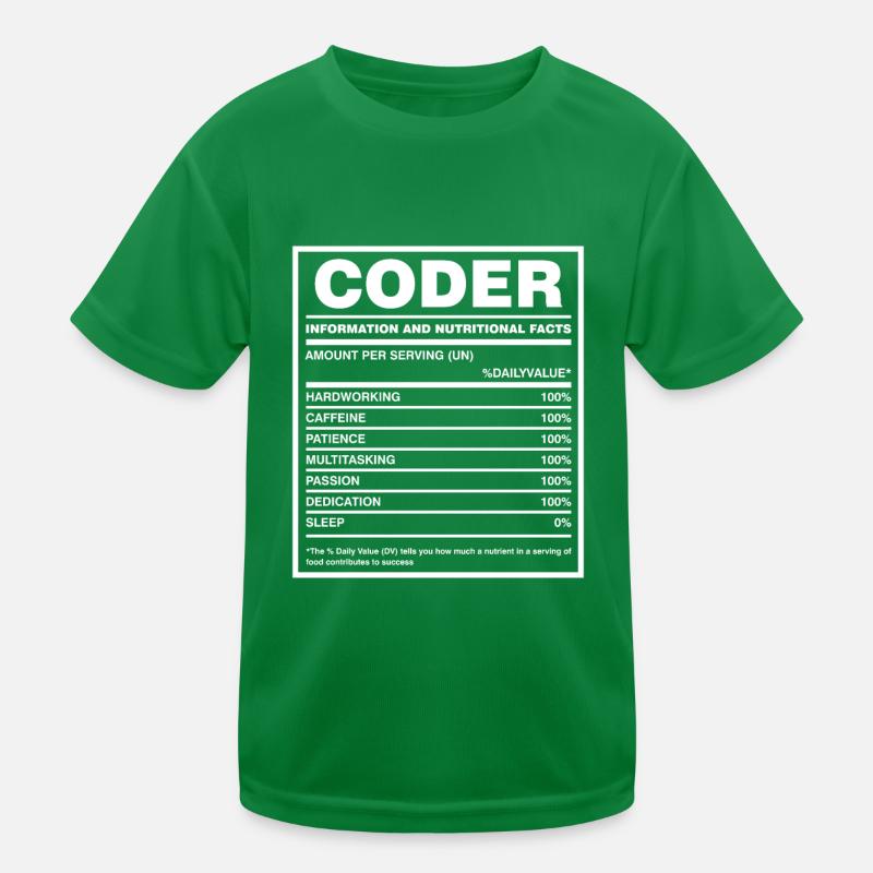 Coder Nutritional Facts Coder Programmer Computer Kinder Funktions-T-Shirt