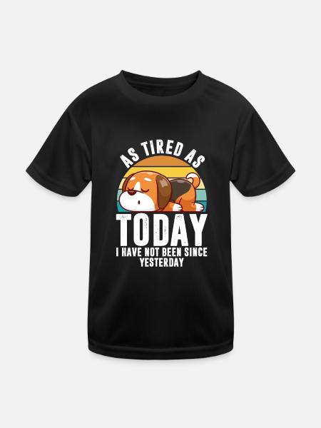 Tired Funny Sayings Lazy Corgi Pet Animal Dog - Kids Functional T-Shirt - black - Front