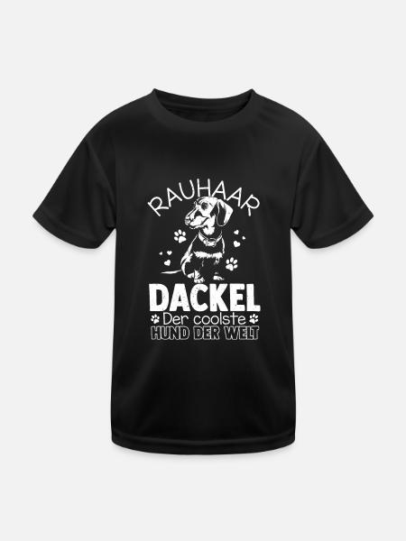 Dackel Rauhaardackel, der coolste Hund der Welt Sp - Kinder Funktions-T-Shirt - Schwarz - Vorne