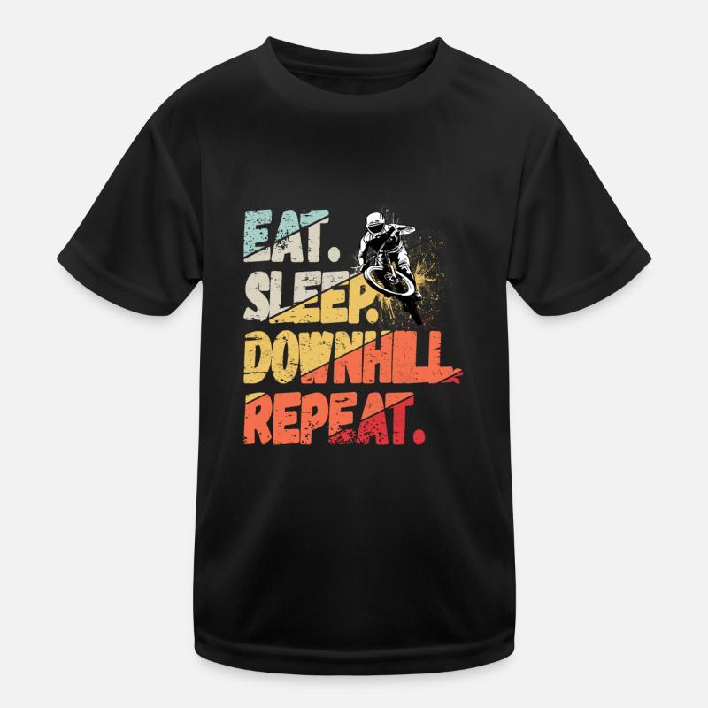 Eat Sleep Downhill Repeat Mountains Retro Wave Vintage Kids Functional T-Shirt