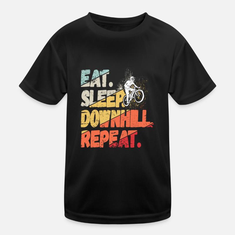 Eat Sleep Downhill Repeat Mountains Retro Wave Vintage Kids Functional T-Shirt