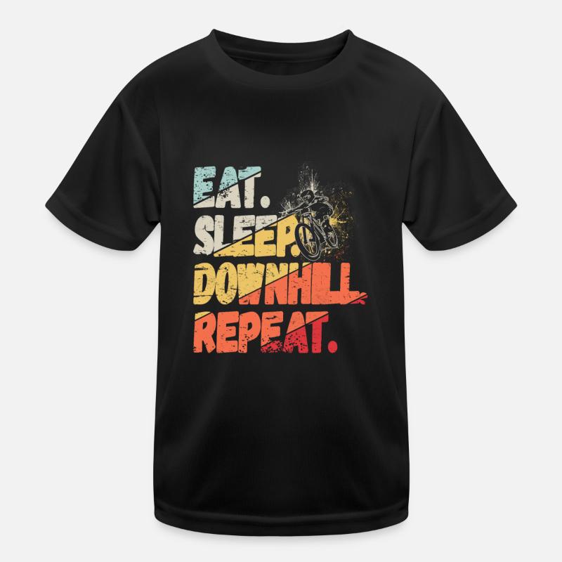 Eat Sleep Downhill Repeat Mountains Retro Wave Vintage Kids Functional T-Shirt