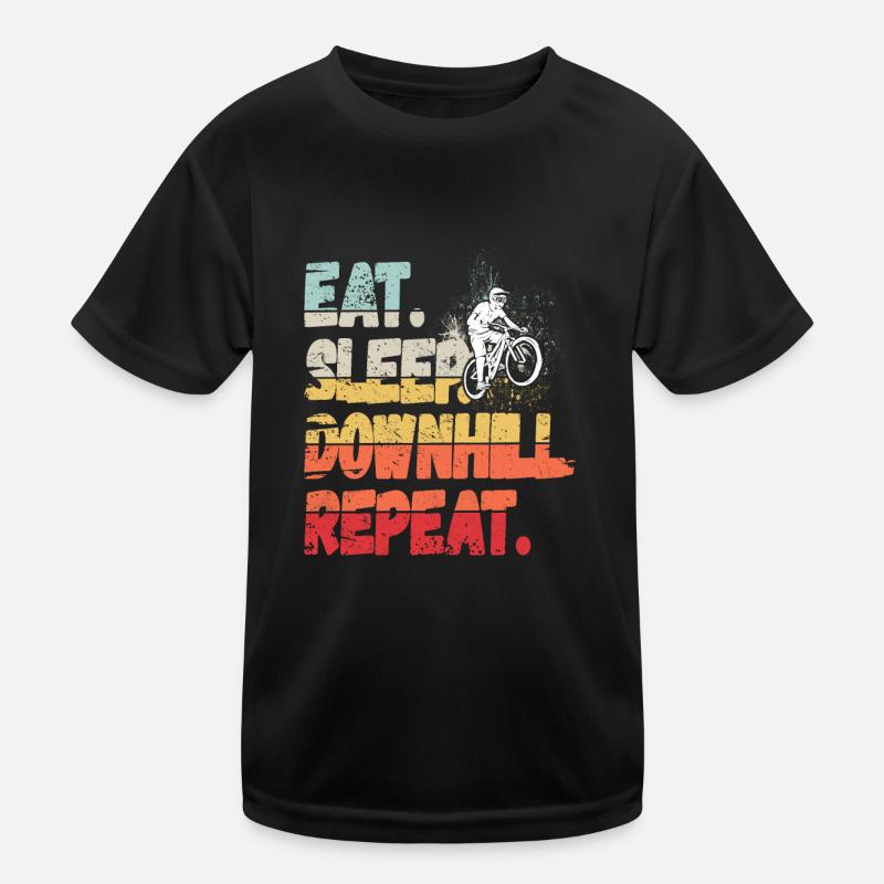 Eat Sleep Downhill Repeat Mountains Retro Wave Vintage Kids Functional T-Shirt