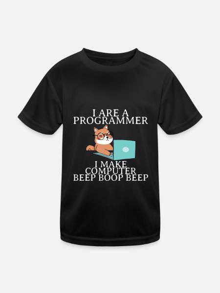 I Are A Programmer I Make Computer Beep Boop Beep4 - Kids Functional T-Shirt - black - Front