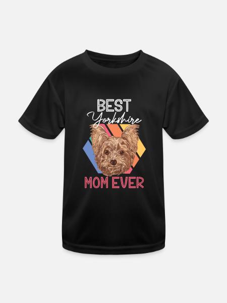 Best Yorkshire Mom Ever Welpe Hundeliebhaber Hunde - Kinder Funktions-T-Shirt - Schwarz - Vorne